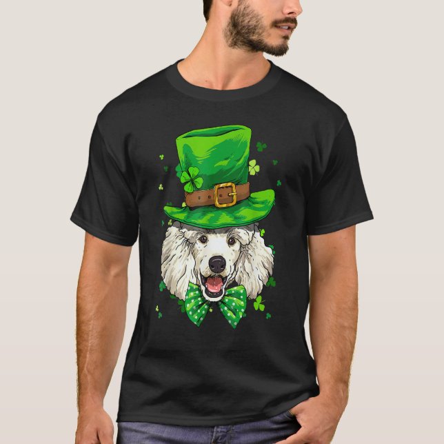 Camiseta St Patrick's Day Leprechaun Shamrock Poodle Dog Ir (Anverso)