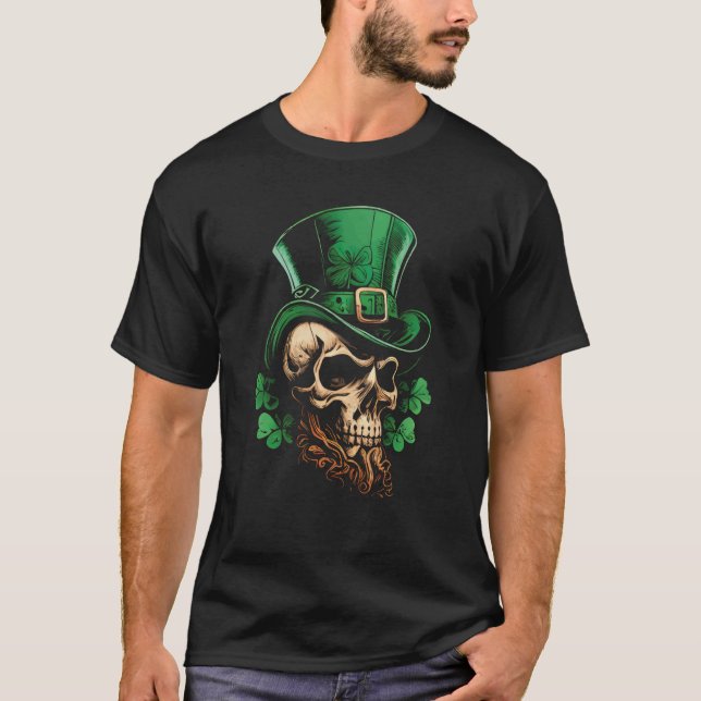Camiseta St Patrick's Day Leprechaun Skull  1 (Anverso)