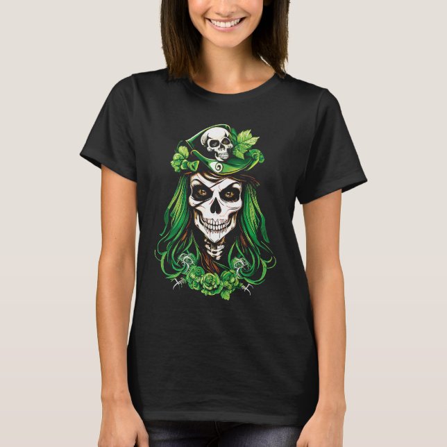 Camiseta St Patrick's Day Leprechaun Skull Woman (Anverso)