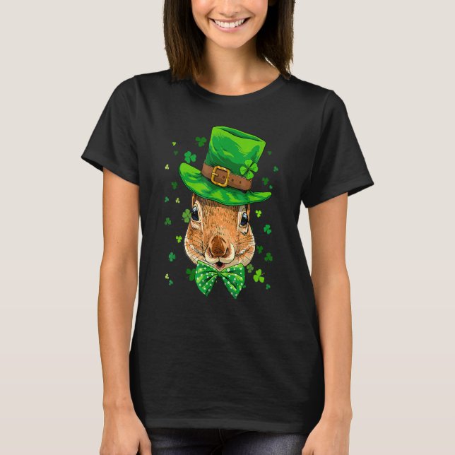Camiseta St Patrick's Day Leprechaun Squirrel Rodents Shamr (Anverso)