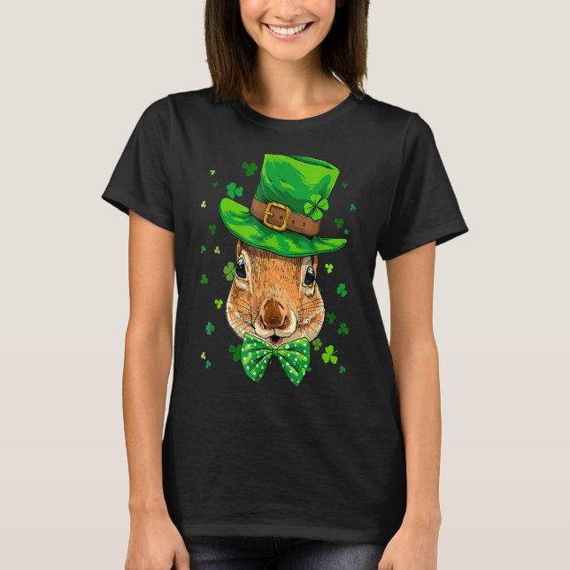 Camiseta St Patrick's Day Leprechaun Squirrel Rodents Shamr (Anverso)