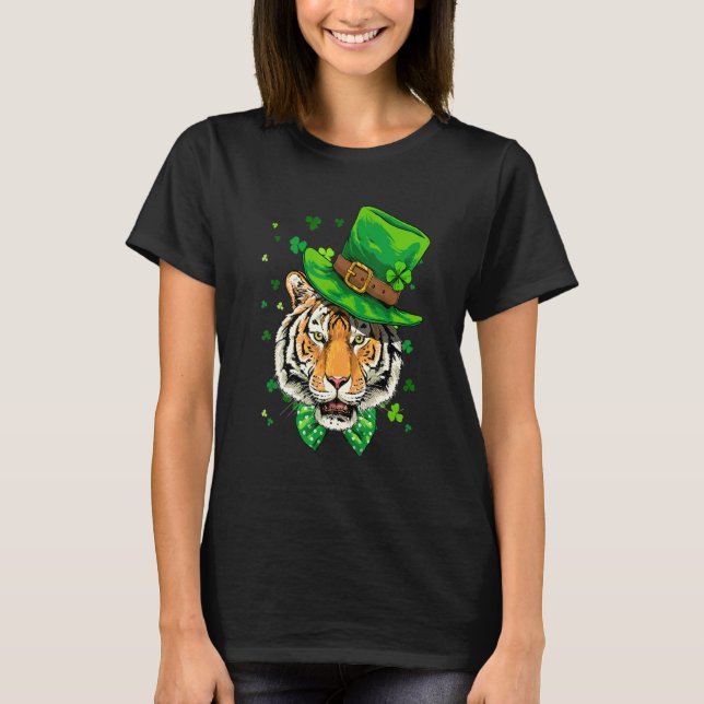 Camiseta St Patrick's Day Leprechaun Tiger Shamrock Tiger   (Anverso)