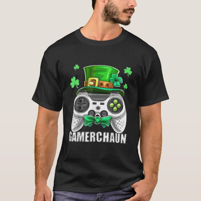 Camiseta St Patricks Day Leprechaun Video Game Controller B (Anverso)