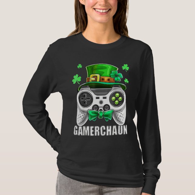 Camiseta St Patricks Day Leprechaun Video Game Controller B (Anverso)