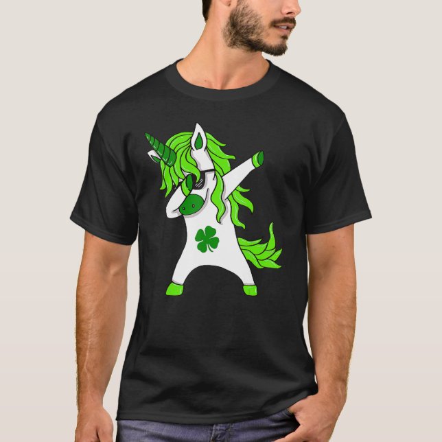 Camiseta St Patricks Day Lepricorn Dabbing Unicorn (Anverso)