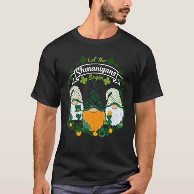 Camiseta St Patrick's Day Let The Shenanigans Begin Gnome S (Anverso)