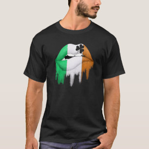 Camiseta St Patricks Day Lip Irish Flag Lucky Shamr