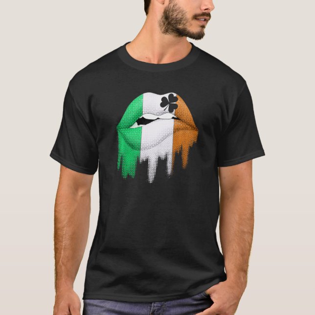 Camiseta St Patricks Day Lip Irish Flag Lucky Shamr (Anverso)