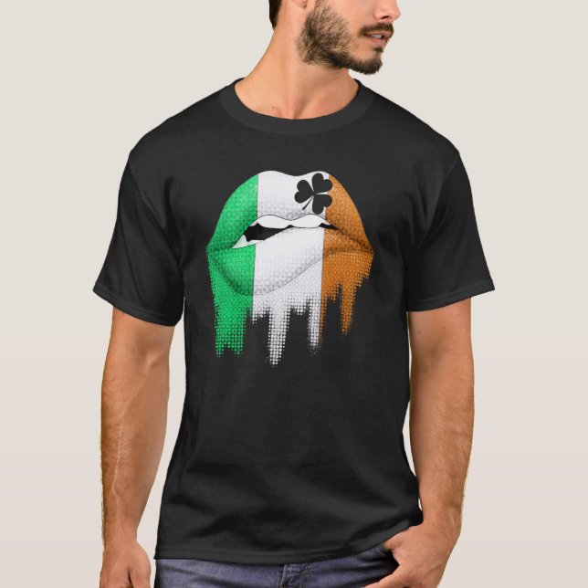 Camiseta St Patricks Day Lip Irish Flag Lucky Shamr (Anverso)
