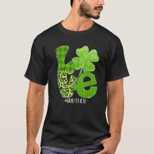 Camiseta St. Patrick's Day Love Brother Plaid Leopard Shamr
