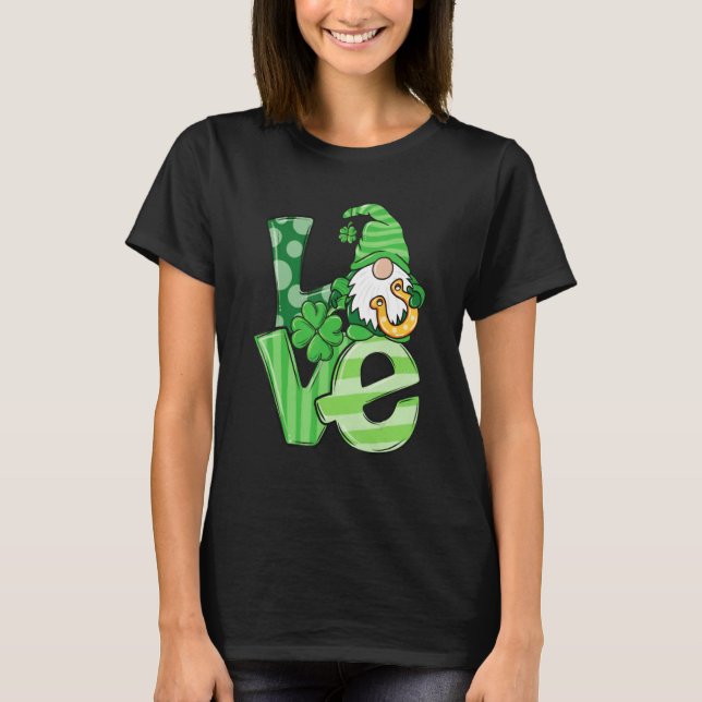 Camiseta St Patrick's Day Love Gnomes Shamrock Horseshoe Ir (Anverso)