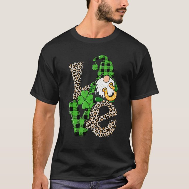 Camiseta St Patrick's Day Love Gnomes Shamrock Horseshoe Ir (Anverso)