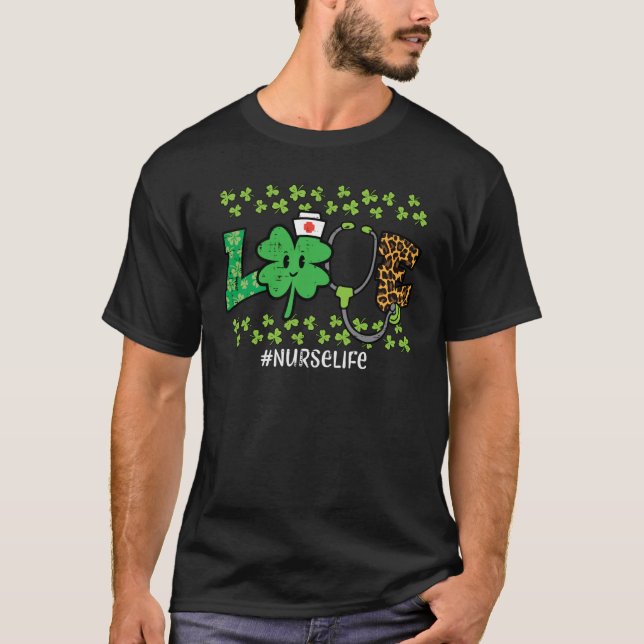 Camiseta St Patricks Day Love Nurse Life Saint Pattys Scrub (Anverso)