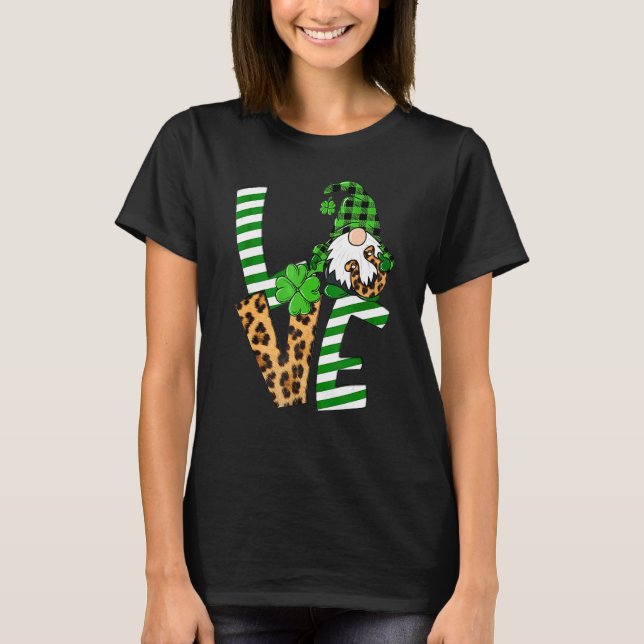 Camiseta St. Patrick's Day Love Shamrock Gnomies Lucky (Anverso)