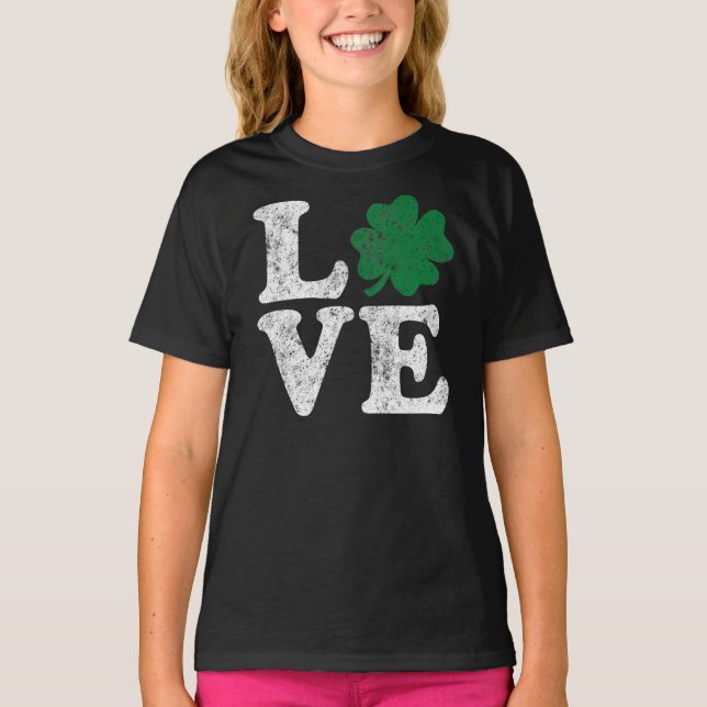 Camiseta St Patrick's Day LOVE Shamrock Irish (Anverso)