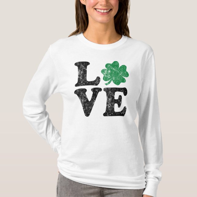 Camiseta St Patrick's Day LOVE Shamrock Irish (Anverso)