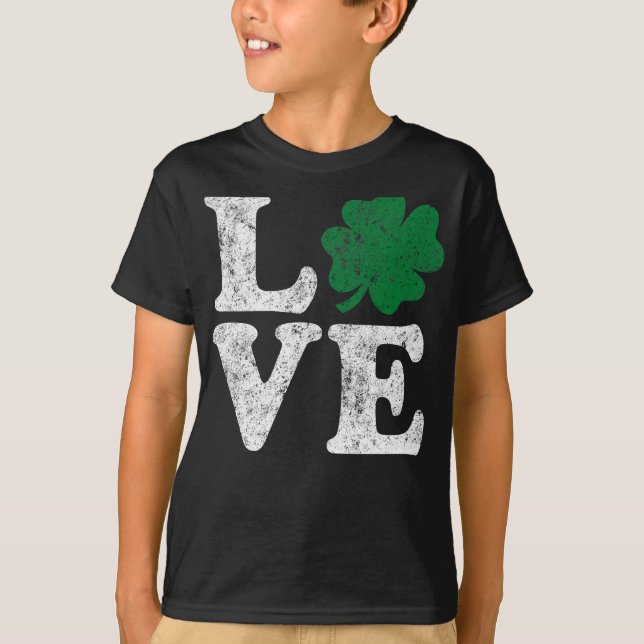 Camiseta St Patrick's Day LOVE Shamrock Irish (Anverso)