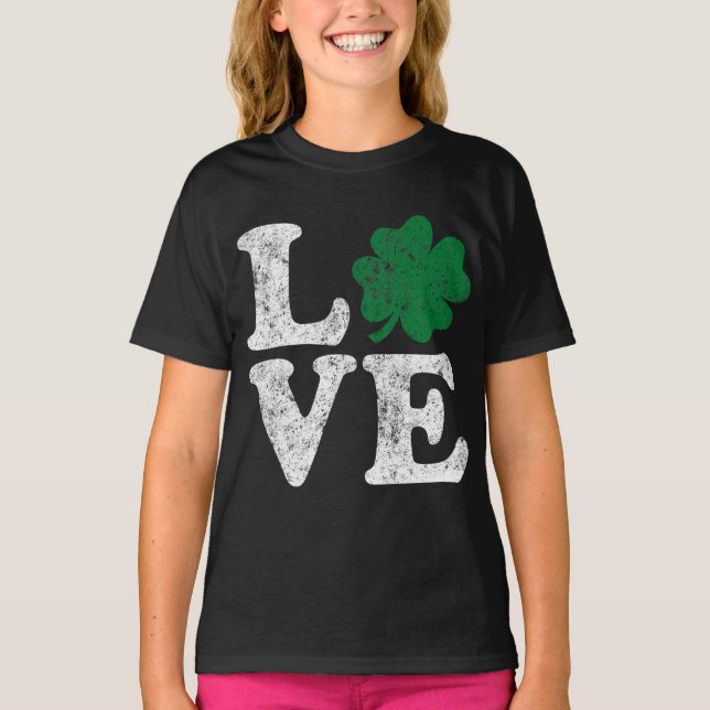 Camiseta St Patrick's Day LOVE Shamrock Irish (Anverso)