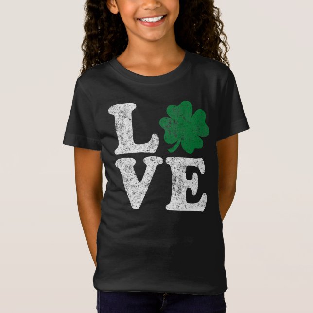 Camiseta St Patrick's Day LOVE Shamrock Irish (Anverso)