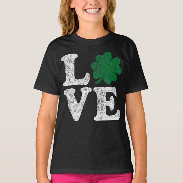 Camiseta St Patrick's Day LOVE Shamrock Irish (Anverso)