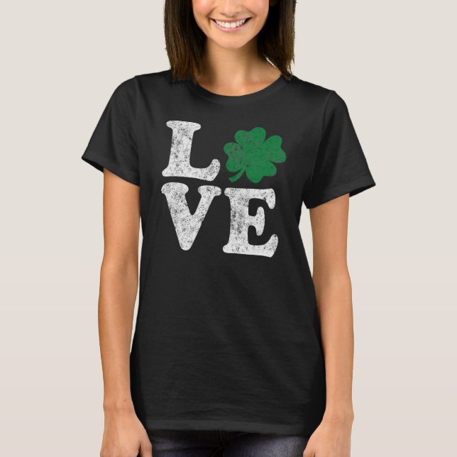 Camiseta St Patrick's Day LOVE Shamrock Irish (Anverso)