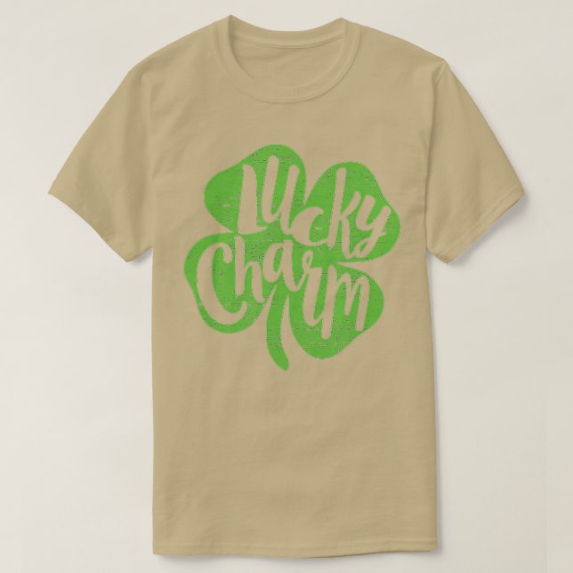 Camiseta St Patricks Day LUCKM CHARM Shamrock 4 Leaf Clover (Diseño del anverso)