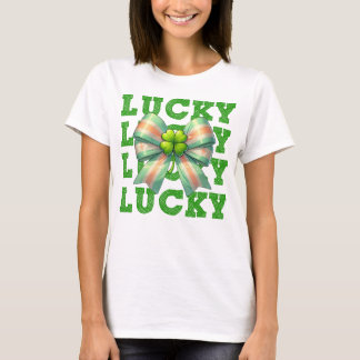 Camiseta St. Patrick's Day Lucky Clover Bow