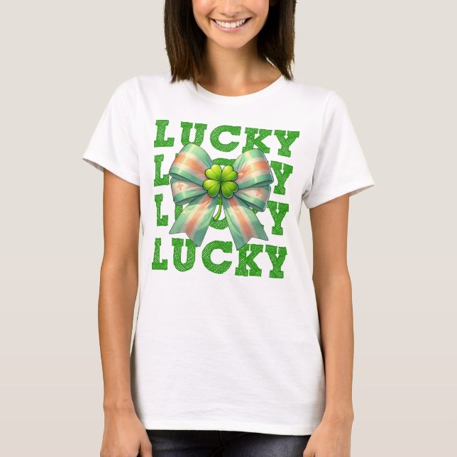 Camiseta St. Patrick's Day Lucky Clover Bow (Anverso)
