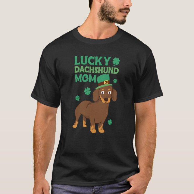 Camiseta St Patrick's Day Lucky Dachshund Mom (Anverso)