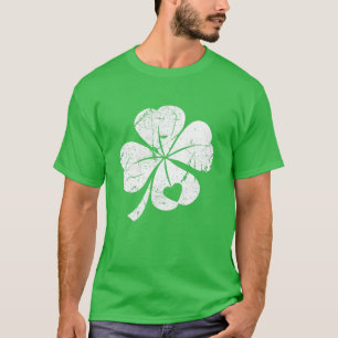 Camiseta St Patricks Day Lucky Four Leaf Irish Shamrock Wit