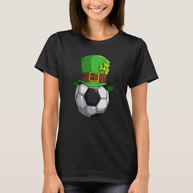 Camiseta St Patrick's Day Lucky Soccer Ball con Leprechaun (Anverso)