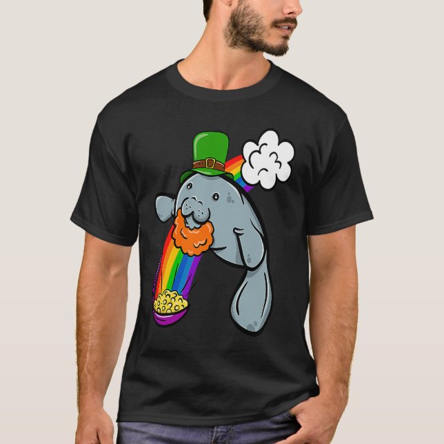 Camiseta St Patrick's Day Manatee Leprechaun Cute  Boys Gir (Anverso)