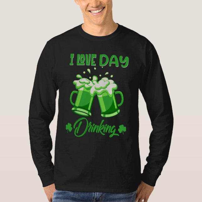 Camiseta St Patricks Day pajamas I Love Day Drinking Beer (Anverso)
