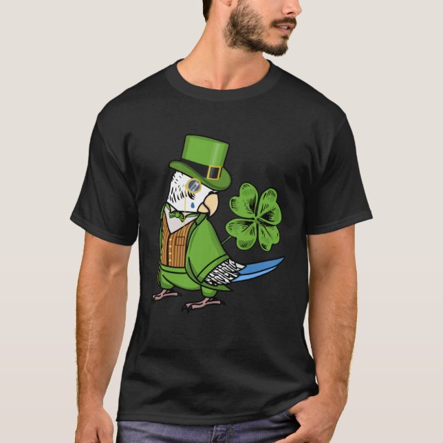 Camiseta St Patricks Day Parrot I Blue Budgie Budgerigar (Anverso)