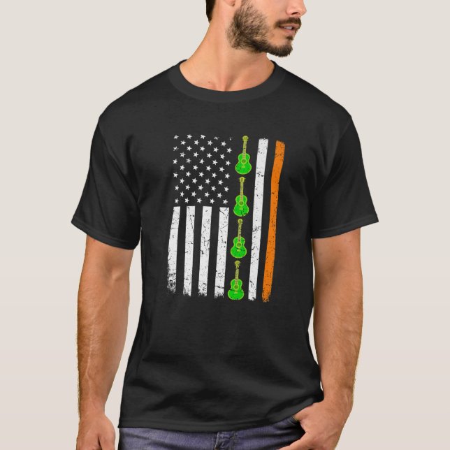 Camiseta St Patrick's Day Patriotic Guitar Irish American F (Anverso)