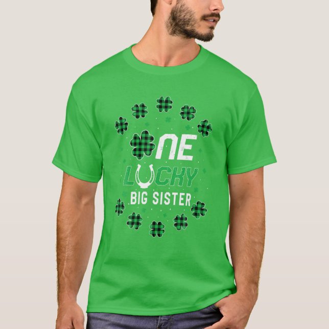 Camiseta St Patricks Day Prek Kinder One Lucky Big Sister (Anverso)