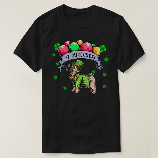 Camiseta St Patricks Day Pug Dog Leprechaun (Diseño del anverso)