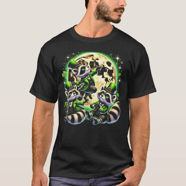 Camiseta St. Patrick's Day Raccoon T-Shirt (Anverso)