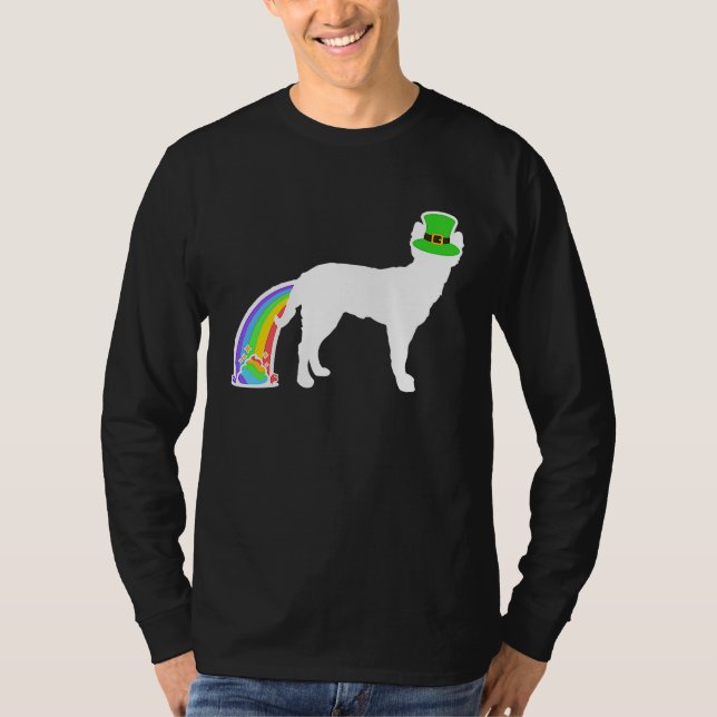 Camiseta St Patrick's Day Rainbow Dog  Mudi (Anverso)