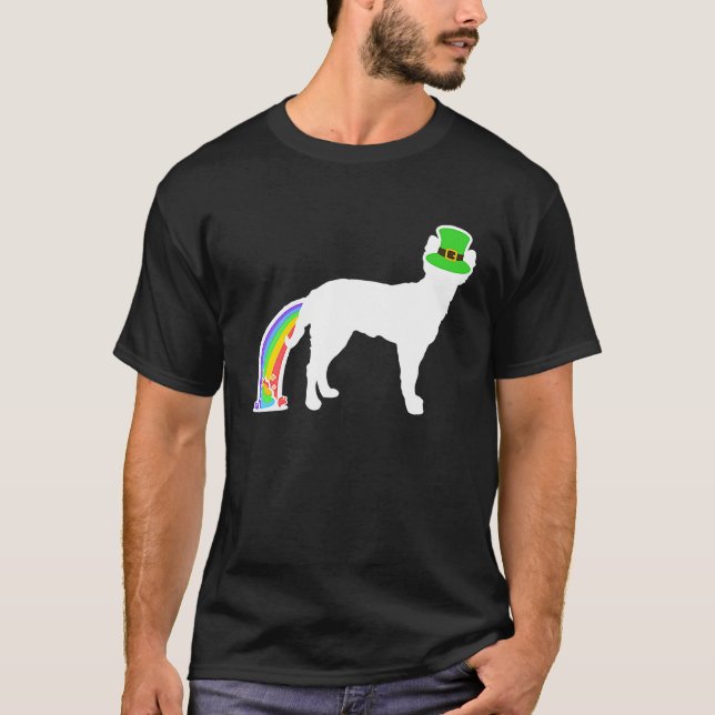 Camiseta St Patrick's Day Rainbow Dog  Mudi (Anverso)