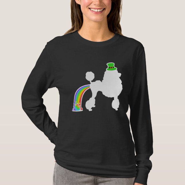 Camiseta St Patrick's Day Rainbow Dog  Poodle (Anverso)