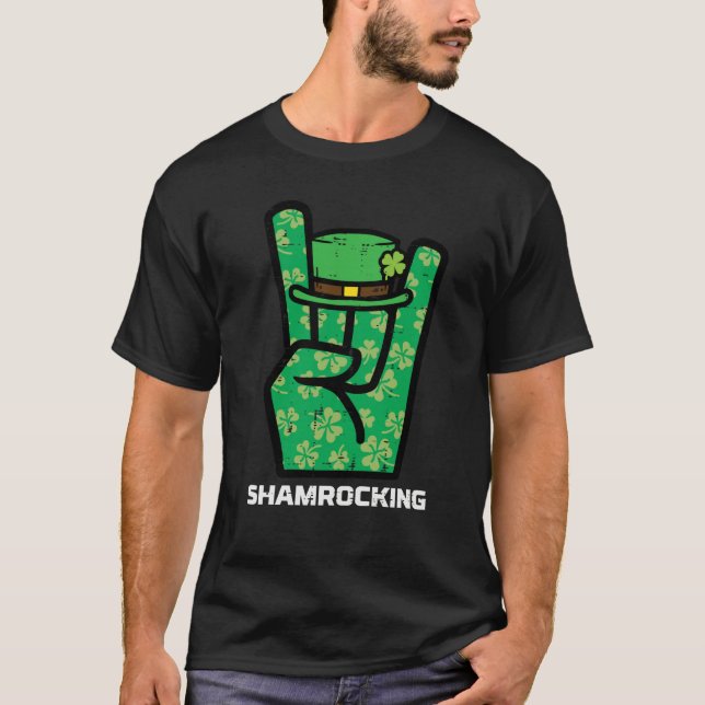 Camiseta St Patricks Day Rock Hand Saint Paddys Rocker Men  (Anverso)