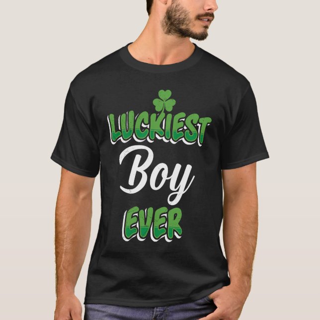 Camiseta St Patrick's Day saying Luckiest Boy ever (Anverso)