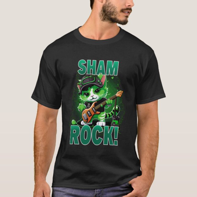Camiseta St Patricks Day Sham Rock Cats St Paddys Rocker C (Anverso)
