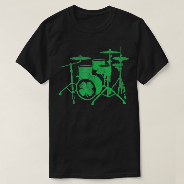 Camiseta St Patricks Day Shamrock Drummer Irlandés Green Dr (Diseño del anverso)