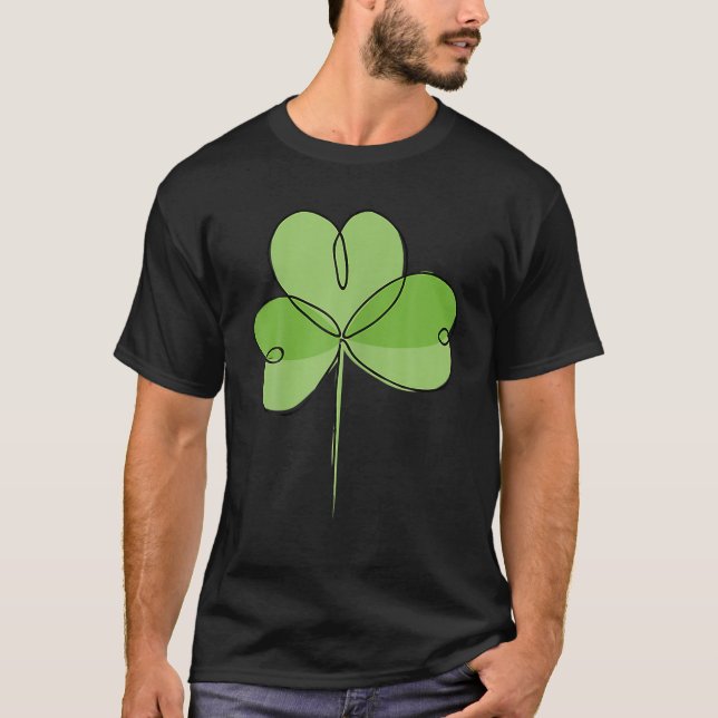 Camiseta St Patricks Day Shamrock Green 3 Leaf Clover Line (Anverso)