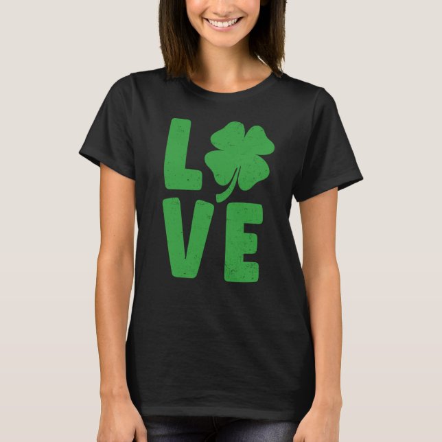 Camiseta St Patricks Day Shamrock Love (Anverso)