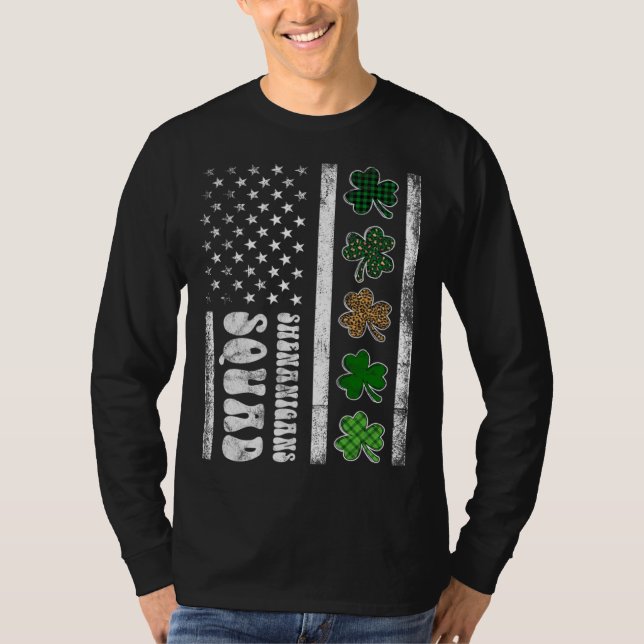 Camiseta St Patricks Day Shenanigans Squad US flag American (Anverso)