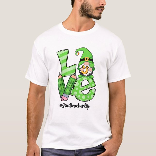 Camiseta St Patricks Day Sped Teacher Gnome Aman la vida af (Anverso)