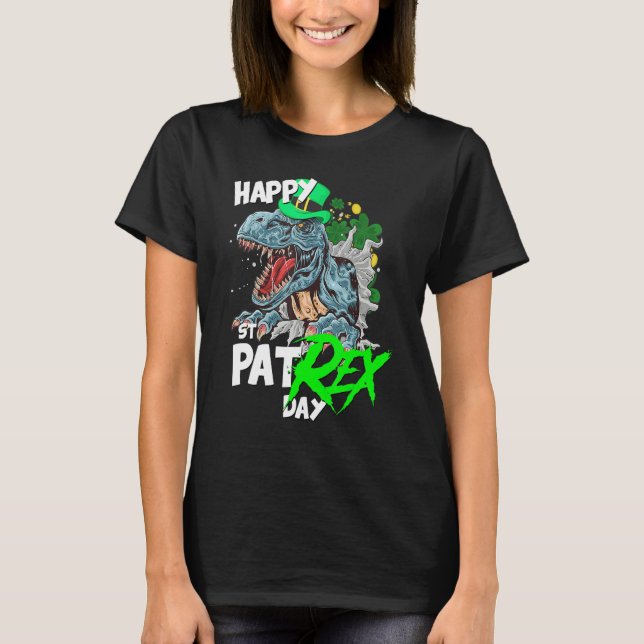 Camiseta St Patricks Day T-Rex Happy Pat Rex Day Dinosaur (Anverso)